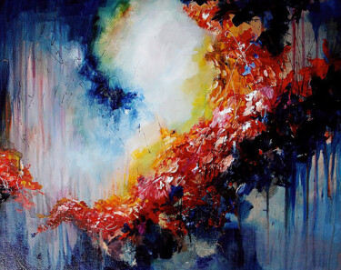 Painting titled "A Cloud of Flowers" by Malinga Kumarasinghe, Original Artwork, Acrylic Mounted on Wood Stretcher frame
