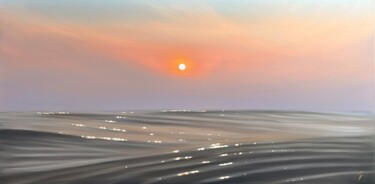 Painting titled "Kissed by The Sun" by Eva Volf, Original Artwork, Oil Mounted on Wood Stretcher frame
