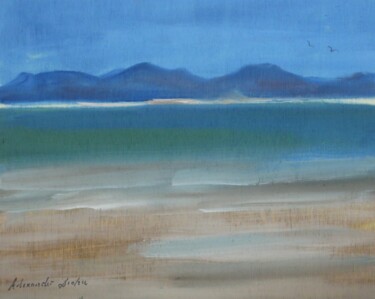 Atlantic Beach, Isle of Harris, Scotland Malarstwo zatytułowany „Atlantic Beach, Isl…” autorstwa Alexander Taylor Dickie, Oryginalna praca, Olej Zamontowany na Panel…