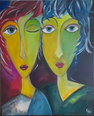 Peinture intitulée "Pause féminine" par Mélanie Santa Cruz, Œuvre d'art originale, Acrylique