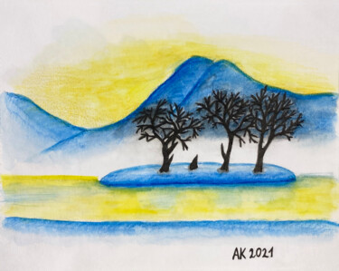 Painting titled "Misty Morning" by Anastasia Kurganova, Original Artwork, Watercolor