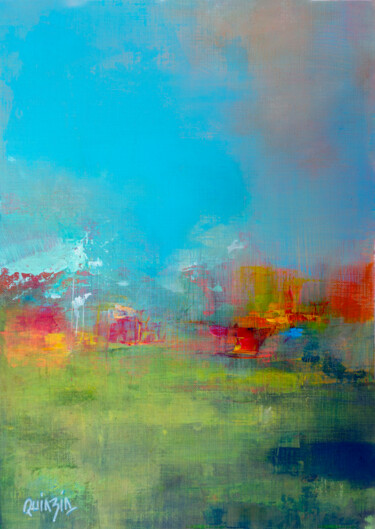 Peinture intitulée "Prairie" par Marianne Quinzin, Œuvre d'art originale, Acrylique