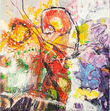 Fantaisie en jardin 24 Peinture intitulée "Fantaisie en jardin…" par Élisabeth Augendre Moreau, Œuvre d'art originale, Acrylique Monté sur Châssis…
