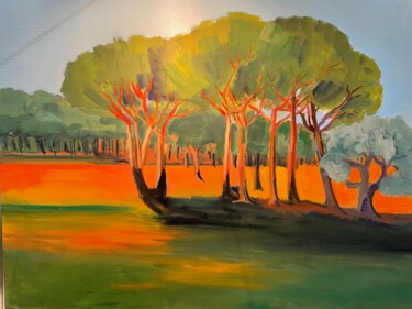 Peinture intitulée "Pinède, Var, France" par Claudia Feldman, Œuvre d'art originale, Huile Monté sur Châssis en bois