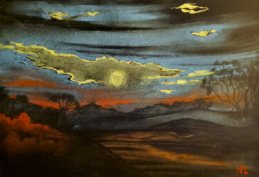 제목이 "Coucher de soleil"인 그림 Nadège Lafon로, 원작, 파스텔