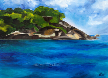 Island in the sea. Peinture intitulée "Island in the sea." par Svetlana Lebedeva, Œuvre d'art originale, Huile Monté sur Carton