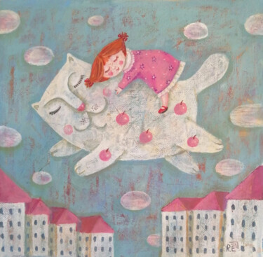 Schilderij getiteld "Волшебый сон" door Elena Razina, Origineel Kunstwerk, Acryl Gemonteerd op Frame voor houten brancard