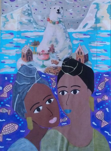 Collages intitulée "Et pendant ce temps…" par Chrystelle Ragot, Œuvre d'art originale, Acrylique