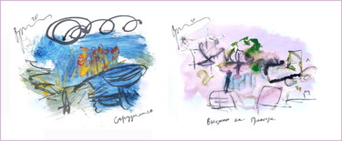 I drive in on a tractor - they immediately huddled, watching Digital Arts titled "I drive in on a tra…" by Dima Dima Vil Ms Wilms (Rok Zivopisec Rock Painter), Original Artwork, Waterco…
