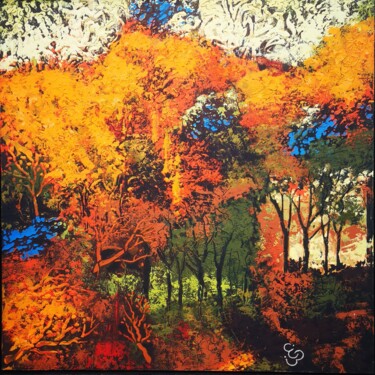 Painting titled "04.2023" by Evelyne Brunet, Original Artwork, Oil Mounted on Wood Stretcher frame