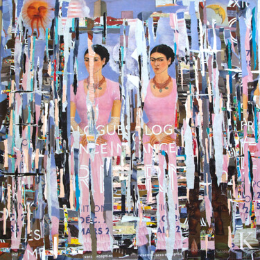 Collages titled "« Frida Kahlo ou L'…" by Kerkhove Kerkhove (DomKcollage), Original Artwork, Collages Mounted on Wood Stretc…
