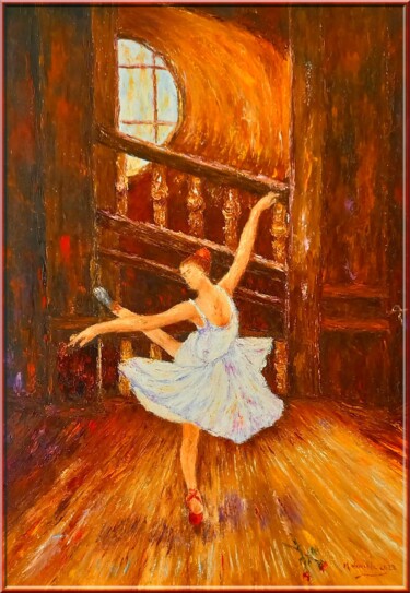 绘画 标题为“La ballerine II” 由Monique Laville, 原创艺术品, 油 安装在木质担架架上
