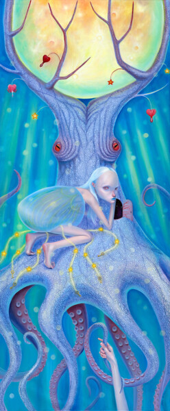 绘画 标题为“Secret door” 由Julia Kuzina, 原创艺术品, 油 安装在木质担架架上