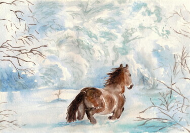 「Winter horse」というタイトルの絵画 Tatiana Ianciuによって, オリジナルのアートワーク, 水彩画