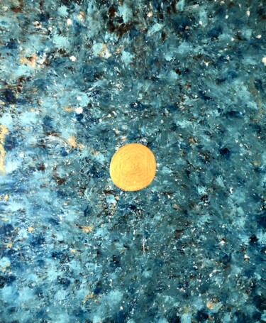 Painting titled "Golden Circle" by Dutch Montana, Original Artwork, Oil Mounted on Wood Stretcher frame