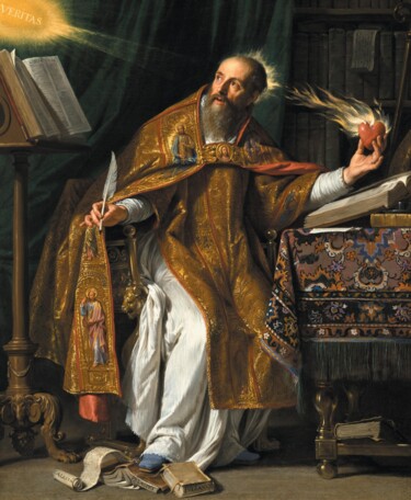 Saint Augustin Painting titled "Saint Augustin" by Philippe De Champaigne, Original Artwork, Oil