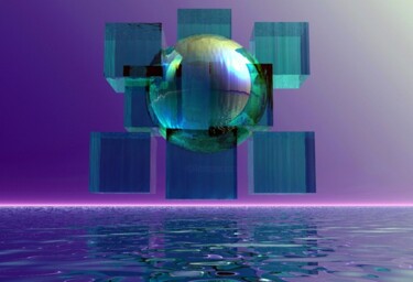 Digital Arts titled "Cubed sky" by Richard Murrin, Original Artwork, Digital Painting