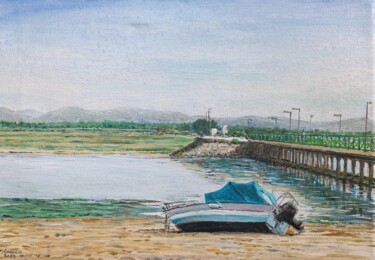 "Faro Island brige v…" başlıklı Tablo José A Cavaco tarafından, Orijinal sanat, Petrol Ahşap Sedye çerçevesi üzerine monte e…