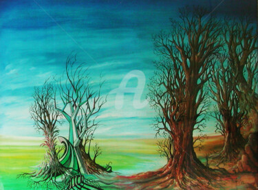 绘画 标题为“Alberi” 由Plauso Nivo Battistini, 原创艺术品, 油