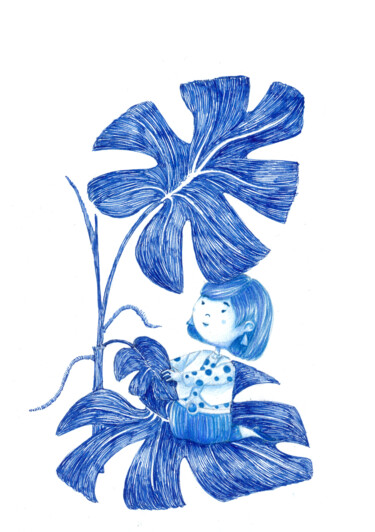 图画 标题为“Monstera Deliciosia” 由Neyda Omar (Neyptune), 原创艺术品, 墨