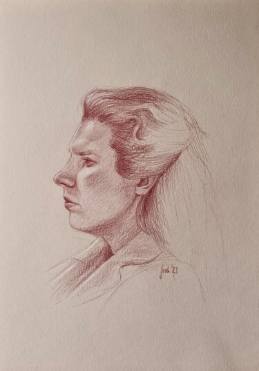 Mädchen im Profil Zeichnungen mit dem Titel "Mädchen im Profil" von Arne Groh, Original-Kunstwerk, Bleistift
