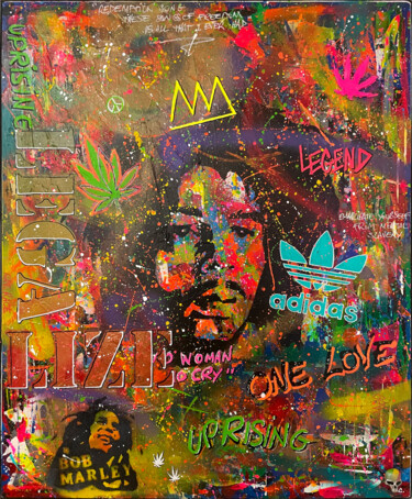 Painting titled "Bob (Bob Marley)" by Christophe Gandolphe, Original Artwork, Acrylic