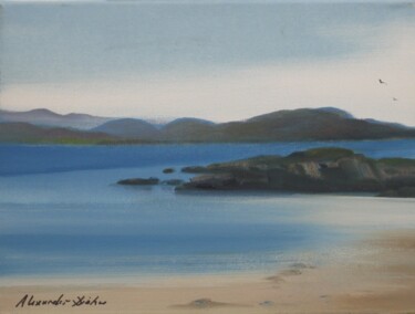 Aultbea, Mellon Charles, Wester Ross, Scotland Malarstwo zatytułowany „Aultbea, Mellon Cha…” autorstwa Alexander Taylor Dickie, Oryginalna praca, Olej Zamontowany na Drewn…