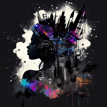 Digital Arts titled "Music Queen 01" by China Alicia Rivera, Original Artwork, AI generated image
