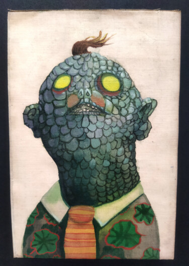 Painting titled "Petit monstre des é…" by Grotsk, Original Artwork, Acrylic