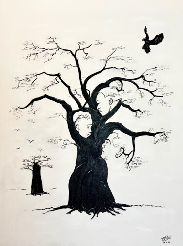 Painting titled "famillybaobab" by Jean Pierre Fetis, Original Artwork, Acrylic