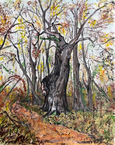 Painting titled "lavieille âme en au…" by Jean Pierre Fetis, Original Artwork, Acrylic Mounted on Wood Stretcher frame