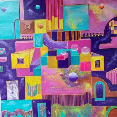 Stadt der Zukunft 绘画 标题为“Stadt der Zukunft” 由Irene Mitawski, 原创艺术品, 丙烯 安装在木质担架架上