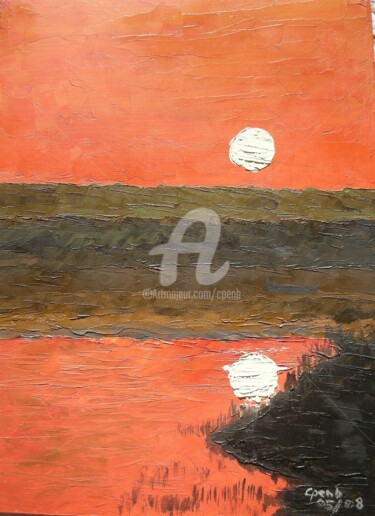Peinture intitulée "Coucher de Soleil s…" par Colette Pennarun, Œuvre d'art originale, Huile