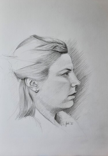 Mädchen im Profil II Zeichnungen mit dem Titel "Mädchen im Profil II" von Arne Groh, Original-Kunstwerk, Bleistift