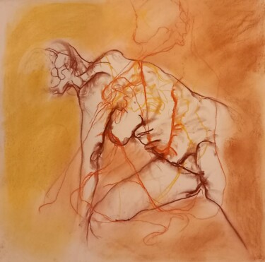 Drawing titled "planète sable 6" by Evelyne Cassan, Original Artwork, Pastel
