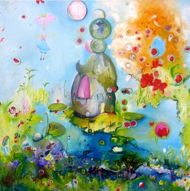 绘画 标题为“BULLES EN FLEURS” 由Isabelle Brisset, 原创艺术品, 油