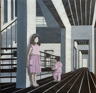 Ricordi ..in rosa Painting titled "Ricordi ..in rosa" by Antonella Preti, Original Artwork, Acrylic Mounted on Wood Stretcher frame