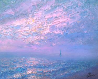 Картина под названием "Pink sea" - Dmitry Oleyn, Подлинное произведение искусства, Масло Установлен на Деревянная рама для н…