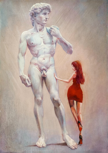 👑 DAVID, le Géant de Marbre 👑 the Marble Giant "👑 DAVID, le Géant d…" başlıklı Tablo Isabel Mahe tarafından, Orijinal sanat, Petrol Ahşap Sedye çerçevesi üzerine monte edi…