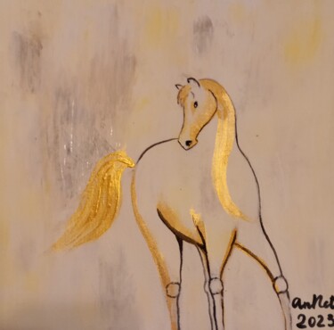 绘画 标题为“Golden horse” 由Анастасия Нецветаева, 原创艺术品, 丙烯