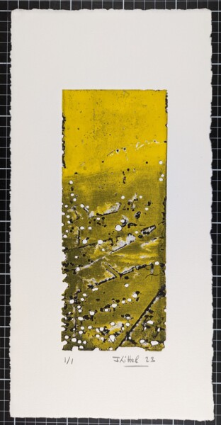 Eau-forte 12A recto. Noir/Jaune Primevere Printmaking titled "Eau-forte 12A recto…" by Jean Kittel, Original Artwork, Etching