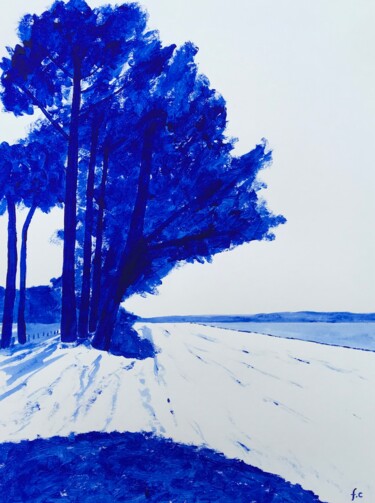 Painting titled "Cap Coz Bleu Outrem…" by Frédéric Cadiou, Original Artwork, Acrylic