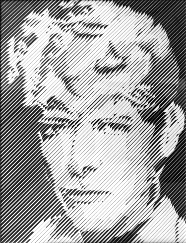 Malerei mit dem Titel "David Bowie" von Anja Semling, Original-Kunstwerk, Acryl Auf Karton montiert