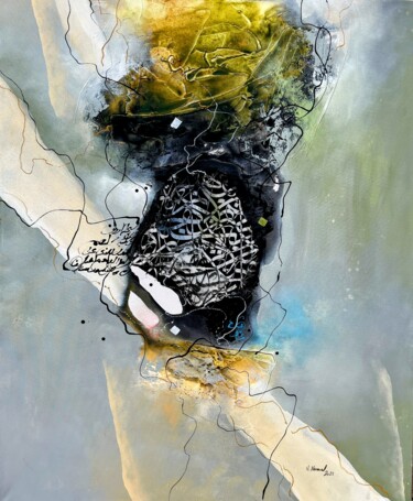 Painting titled "Ocean tones 3" by Abdelkader Kamal, Original Artwork, Acrylic Mounted on Wood Stretcher frame