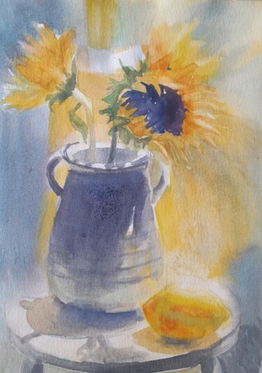 Pintura intitulada "Shining" por Liudmyla Lelechenko, Obras de arte originais, Aquarela