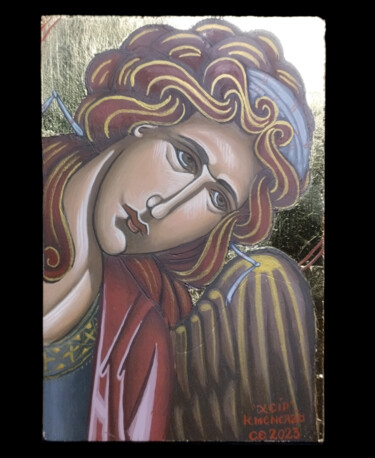 Pittura intitolato "Fylakas Aggelos (Gu…" da Menelaos Koyrkoybelas, Opera d'arte originale, Tempera Montato su Pannello di l…