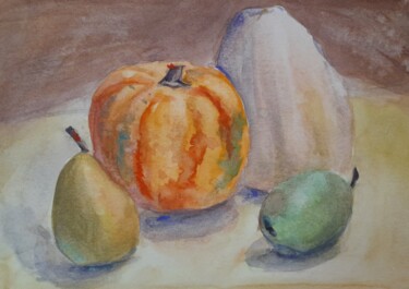 绘画 标题为“Pumpkins” 由Liudmyla Lelechenko, 原创艺术品, 水彩