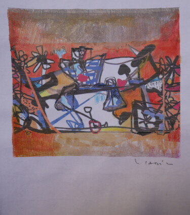 homme de bretagne et vélo fleuri Printmaking titled "homme de bretagne e…" by Gildas Cadic, Original Artwork, Digital Print