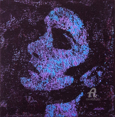 Kate - portrait de femme à la peinture à l'huile bleu Peinture intitulée "Kate - portrait de…" par Sophie Artinian, Œuvre d'art originale, Huile Monté sur Carton
