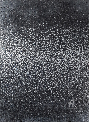 Dans la brume - peinture à l'huile - abtrait noir et argent Peinture intitulée "Dans la brume - pei…" par Sophie Artinian, Œuvre d'art originale, Huile Monté sur Châssis en bois